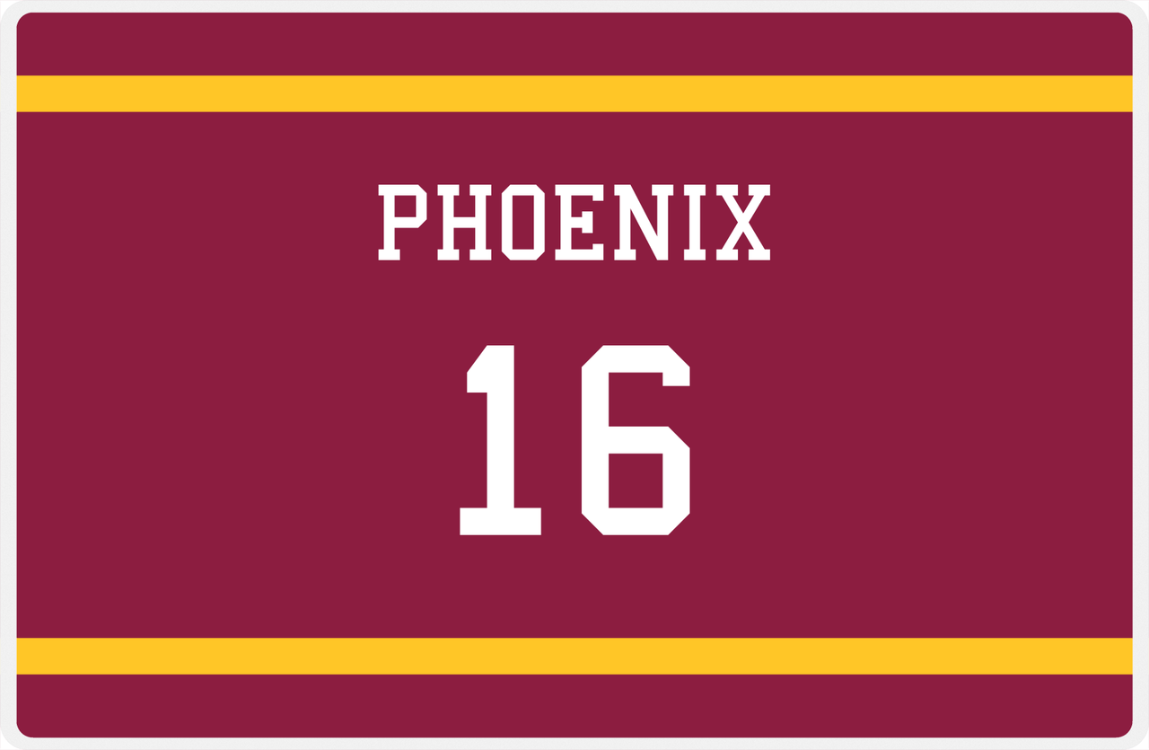 Personalized Jersey Number Placemat - Phoenix - Single Stripe -  View