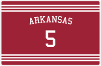 Thumbnail for Personalized Jersey Number Placemat - Arched Name - Arkansas - Triple Stripe -  View