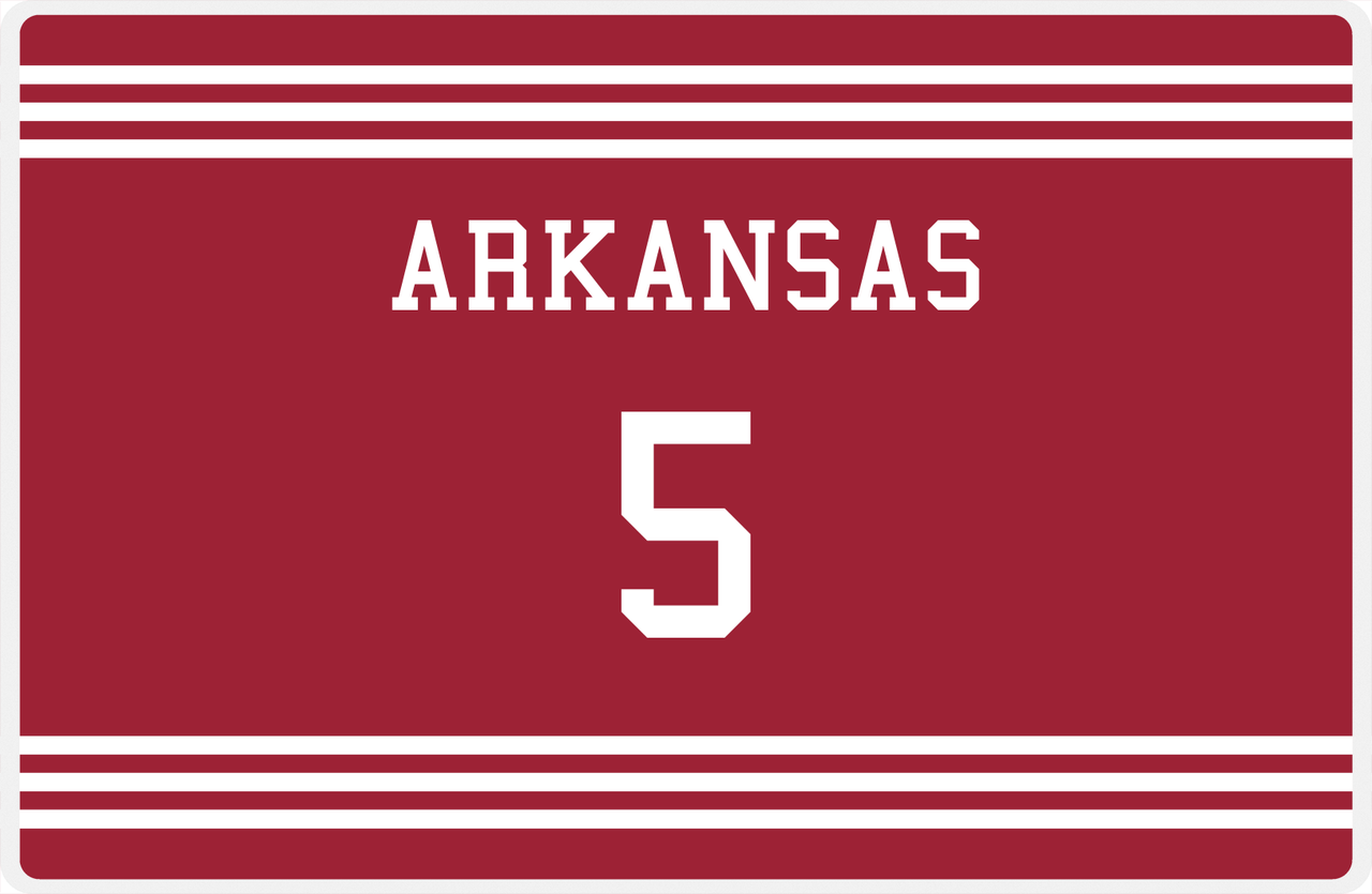 Personalized Jersey Number Placemat - Arkansas - Triple Stripe -  View