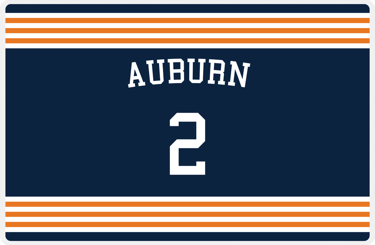 Personalized Jersey Number Placemat - Arched Name - Auburn - Triple Stripe -  View