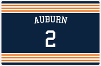 Thumbnail for Personalized Jersey Number Placemat - Arched Name - Auburn - Triple Stripe -  View