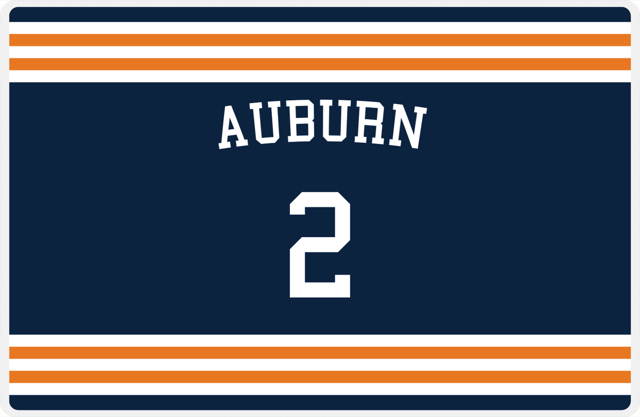 Personalized Jersey Number Placemat - Arched Name - Auburn - Double Stripe -  View
