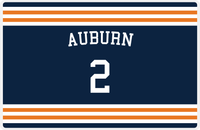 Thumbnail for Personalized Jersey Number Placemat - Arched Name - Auburn - Double Stripe -  View