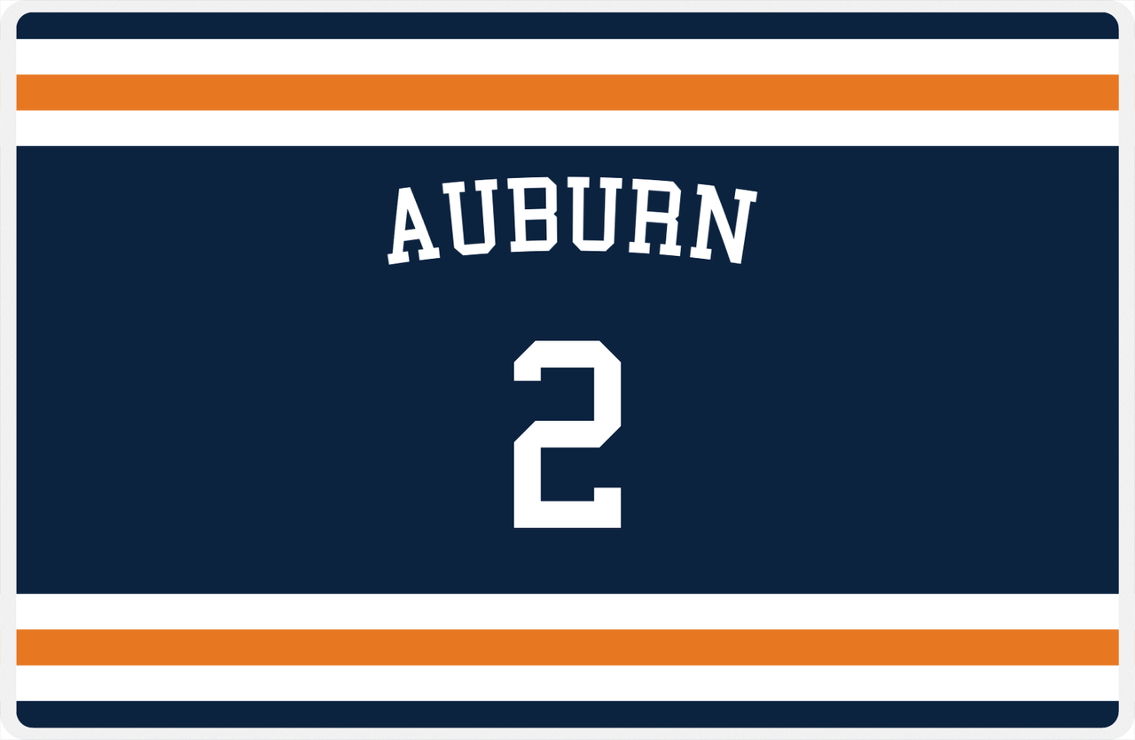 Personalized Jersey Number Placemat - Arched Name - Auburn - Single Stripe -  View