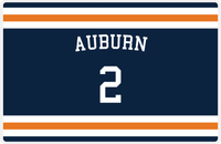 Thumbnail for Personalized Jersey Number Placemat - Arched Name - Auburn - Single Stripe -  View