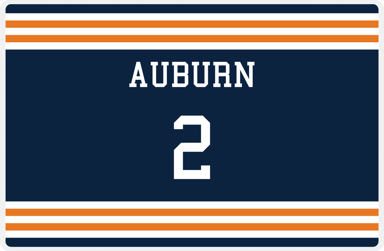 Personalized Jersey Number Placemat - Auburn - Double Stripe -  View
