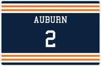 Thumbnail for Personalized Jersey Number Placemat - Auburn - Double Stripe -  View