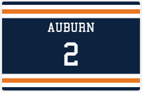 Thumbnail for Personalized Jersey Number Placemat - Auburn - Single Stripe -  View