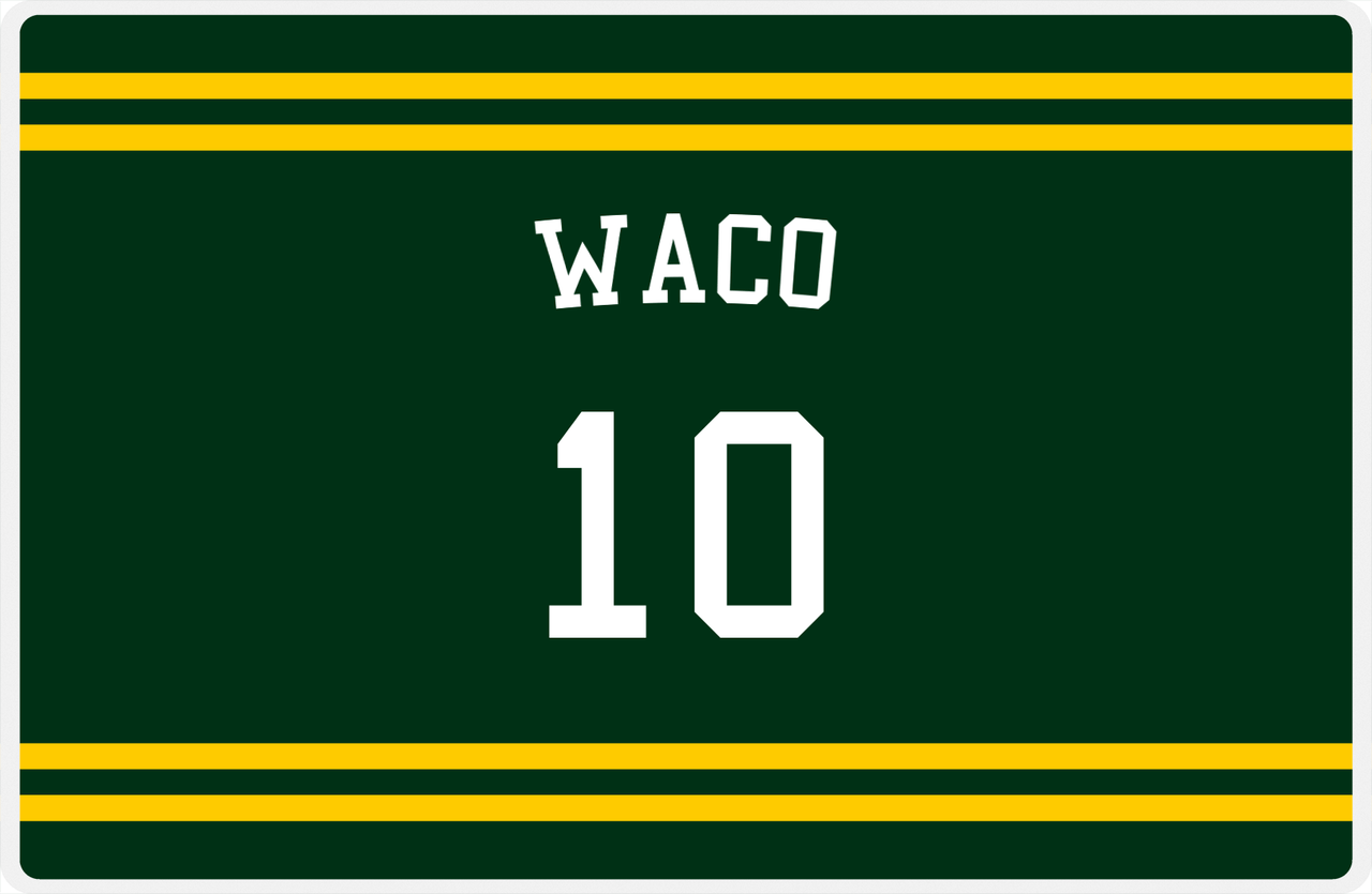 Personalized Jersey Number Placemat - Arched Name - Waco - Double Stripe -  View