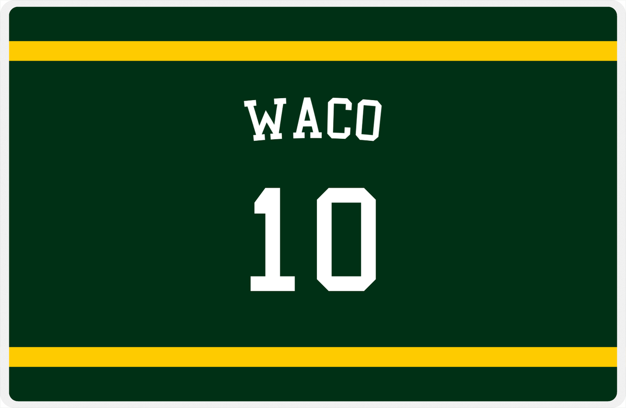 Personalized Jersey Number Placemat - Arched Name - Waco - Single Stripe -  View