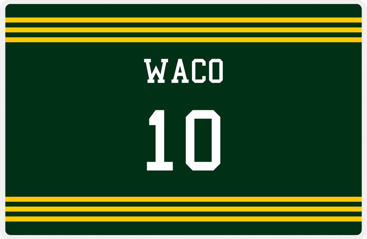 Personalized Jersey Number Placemat - Waco - Triple Stripe -  View