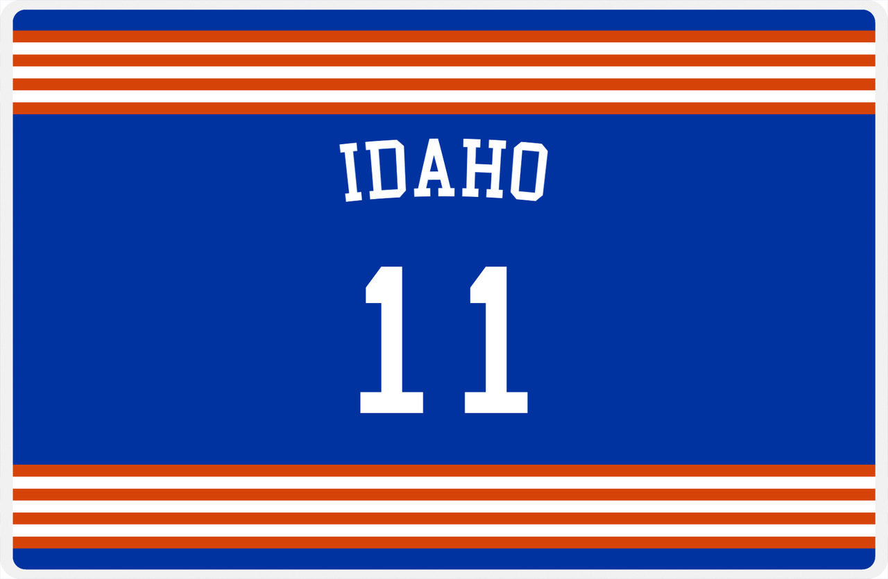 Personalized Jersey Number Placemat - Arched Name - Idaho - Triple Stripe -  View