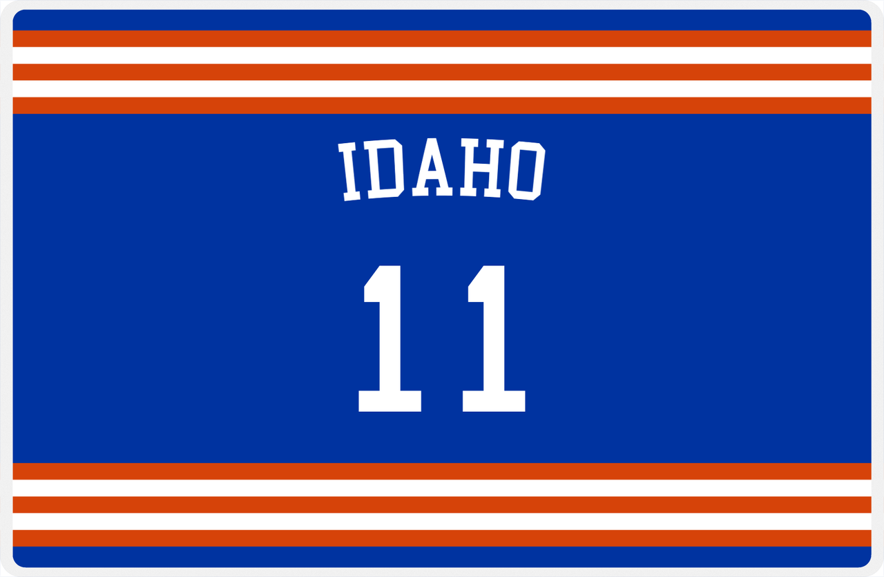 Personalized Jersey Number Placemat - Arched Name - Idaho - Double Stripe -  View