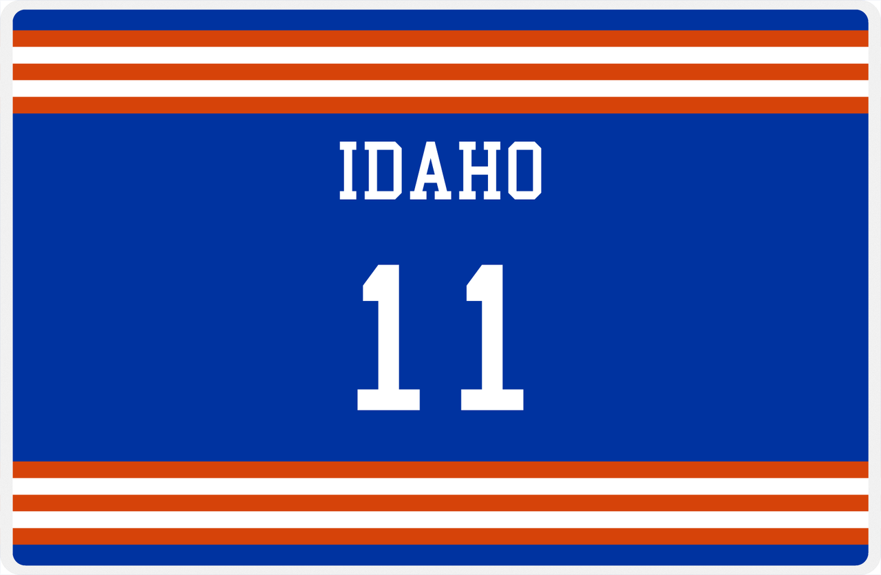 Personalized Jersey Number Placemat - Idaho - Double Stripe -  View