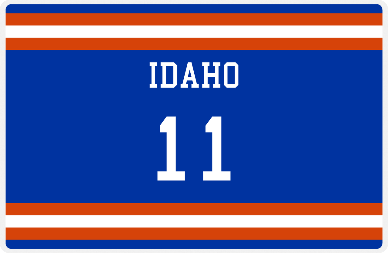 Personalized Jersey Number Placemat - Idaho - Single Stripe -  View