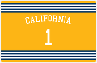 Thumbnail for Personalized Jersey Number Placemat - Arched Name - California - Triple Stripe -  View