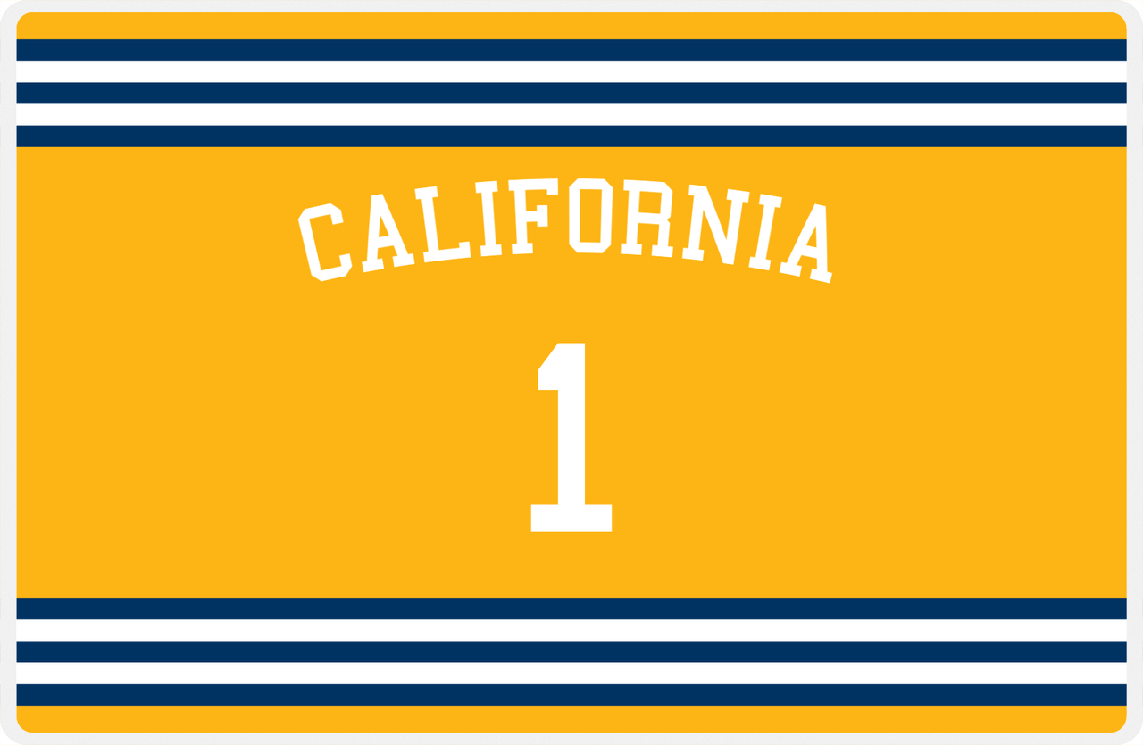 Personalized Jersey Number Placemat - Arched Name - California - Double Stripe -  View