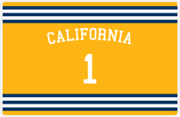 Thumbnail for Personalized Jersey Number Placemat - Arched Name - California - Double Stripe -  View