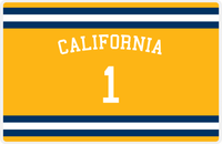 Thumbnail for Personalized Jersey Number Placemat - Arched Name - California - Single Stripe -  View