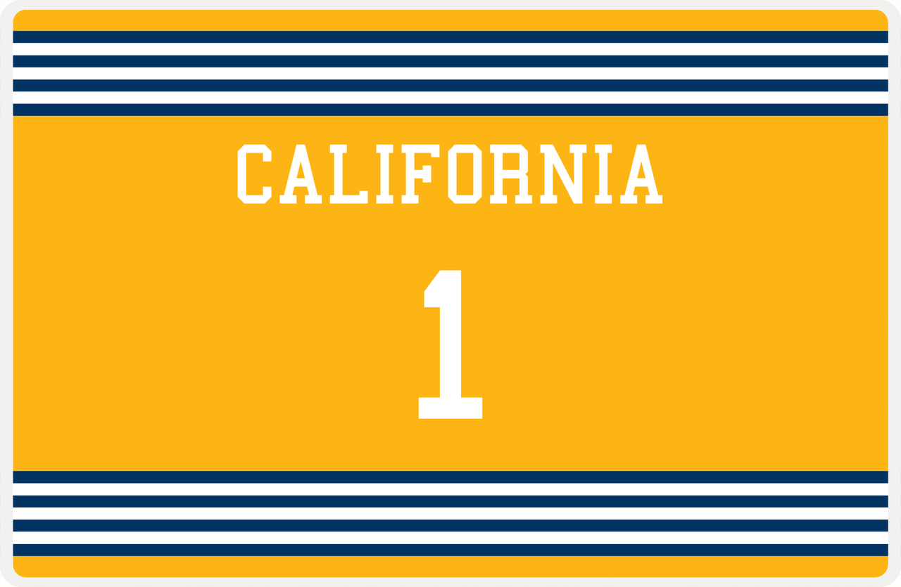 Personalized Jersey Number Placemat - California - Triple Stripe -  View