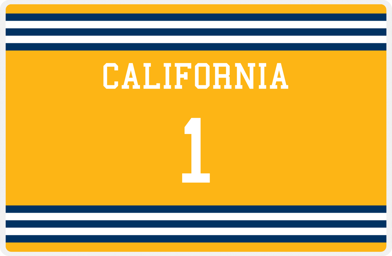 Personalized Jersey Number Placemat - California - Double Stripe -  View