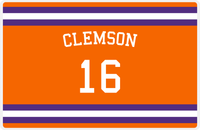Thumbnail for Personalized Jersey Number Placemat - Arched Name - Clemson - Single Stripe -  View