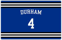 Thumbnail for Personalized Jersey Number Placemat - Arched Name - Durham - Double Stripe -  View