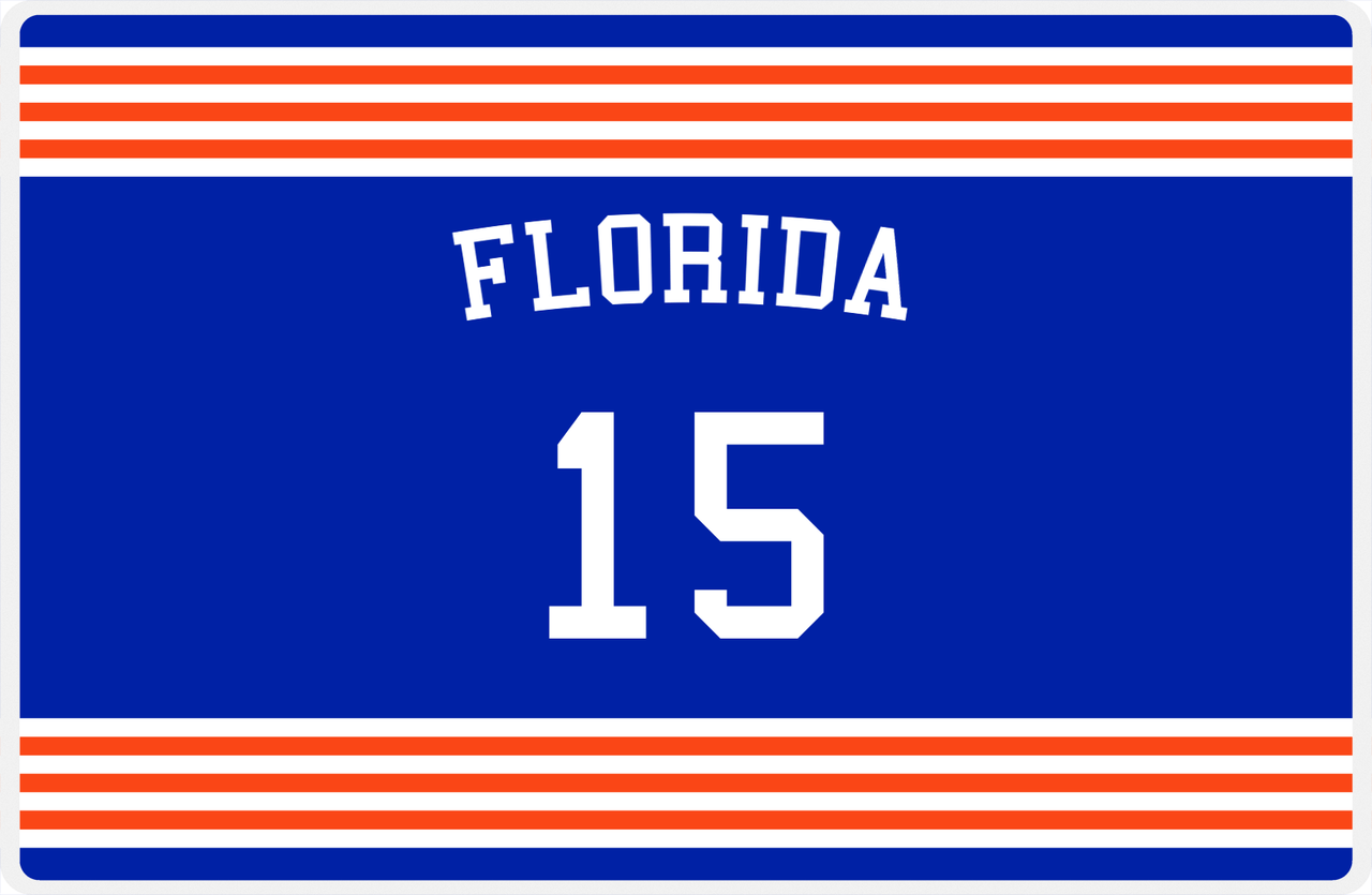 Personalized Jersey Number Placemat - Arched Name - Florida - Triple Stripe -  View