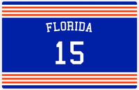 Thumbnail for Personalized Jersey Number Placemat - Arched Name - Florida - Triple Stripe -  View