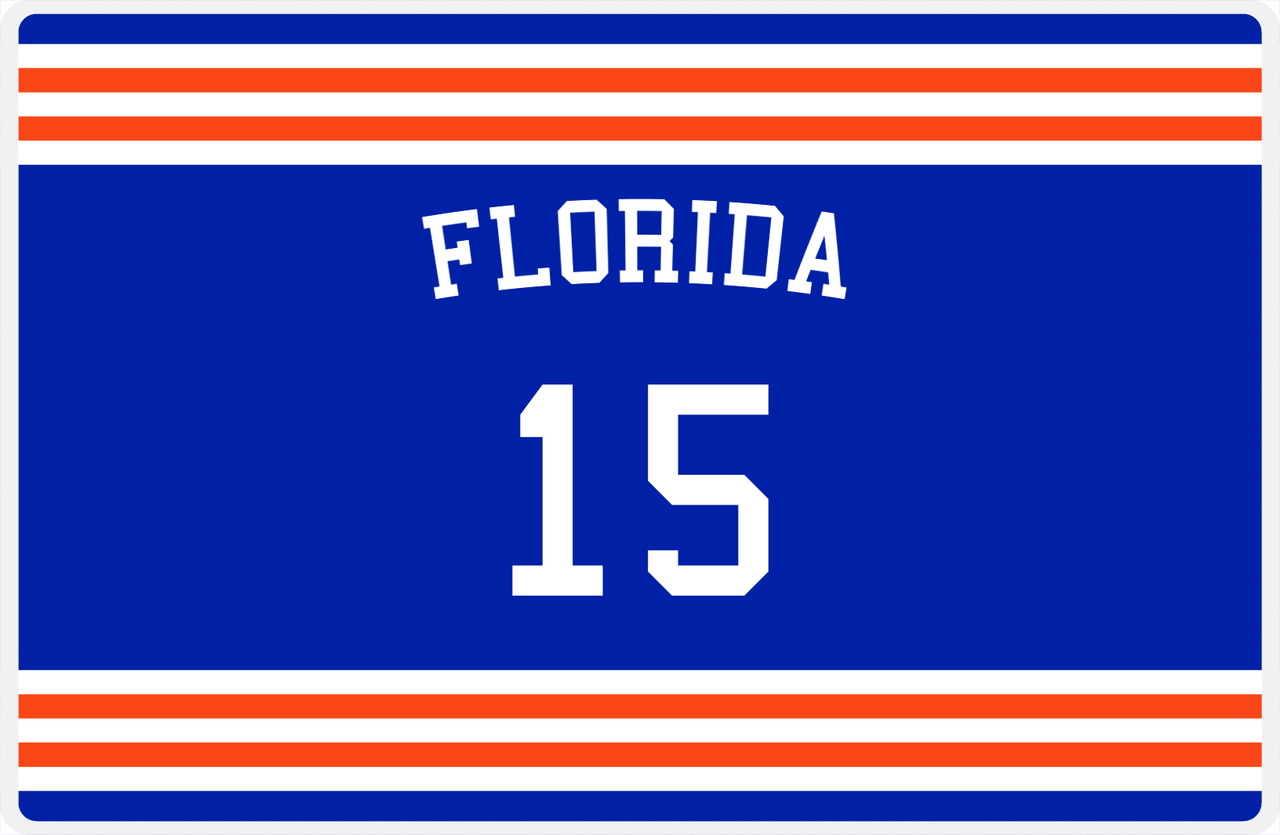 Personalized Jersey Number Placemat - Arched Name - Florida - Double Stripe -  View