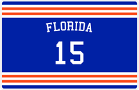 Thumbnail for Personalized Jersey Number Placemat - Arched Name - Florida - Double Stripe -  View