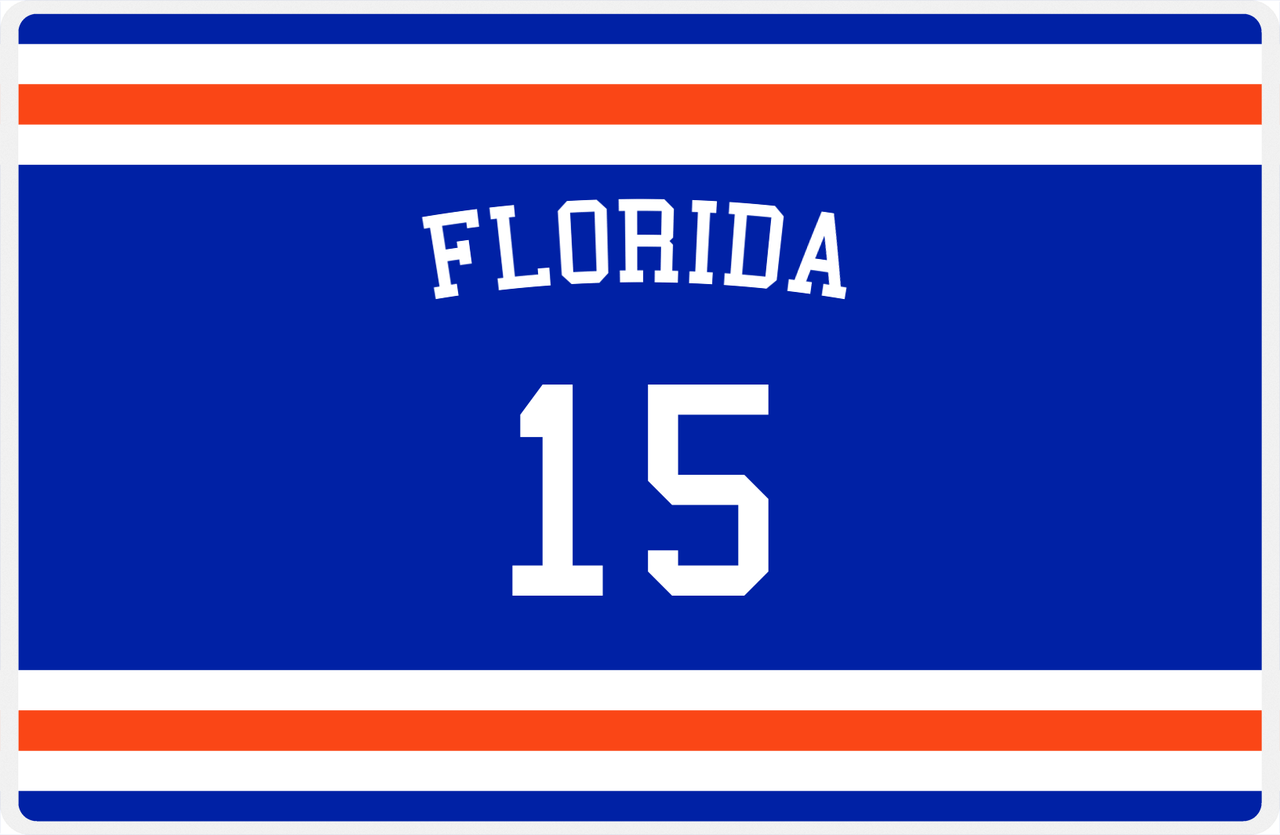 Personalized Jersey Number Placemat - Arched Name - Florida - Single Stripe -  View