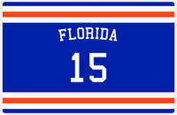 Thumbnail for Personalized Jersey Number Placemat - Arched Name - Florida - Single Stripe -  View