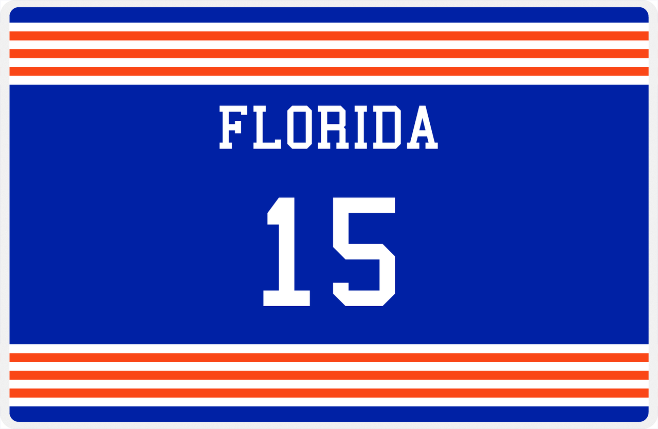 Personalized Jersey Number Placemat - Florida - Triple Stripe -  View
