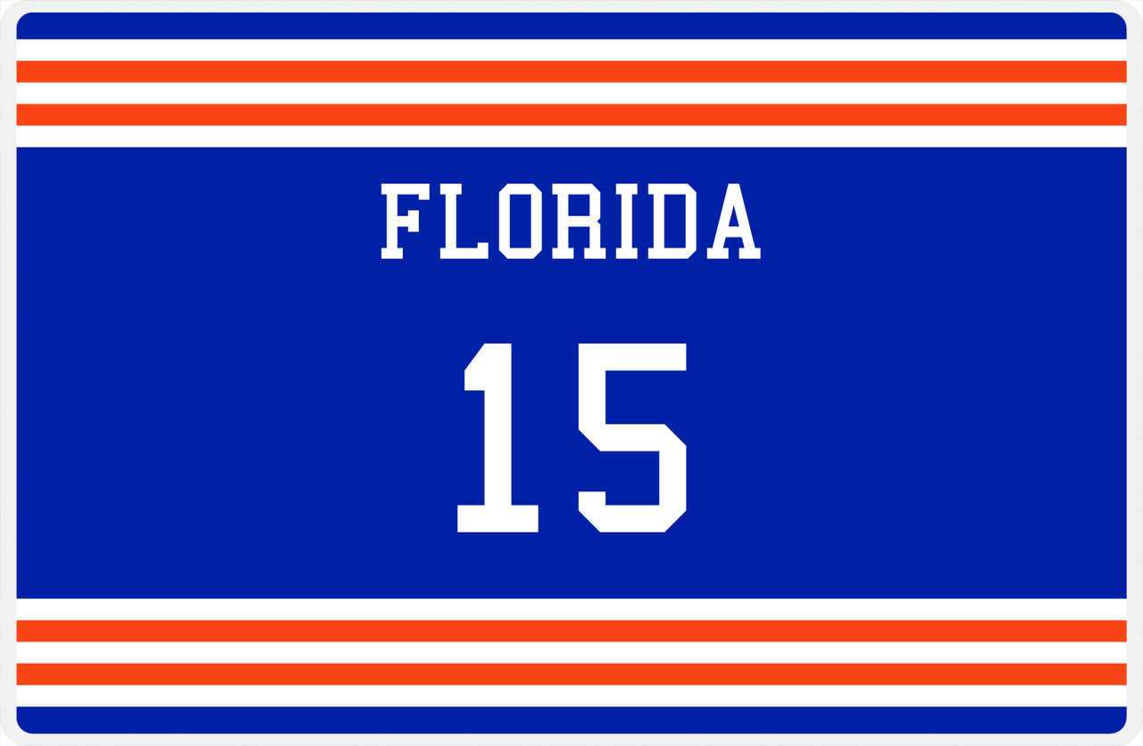 Personalized Jersey Number Placemat - Florida - Double Stripe -  View