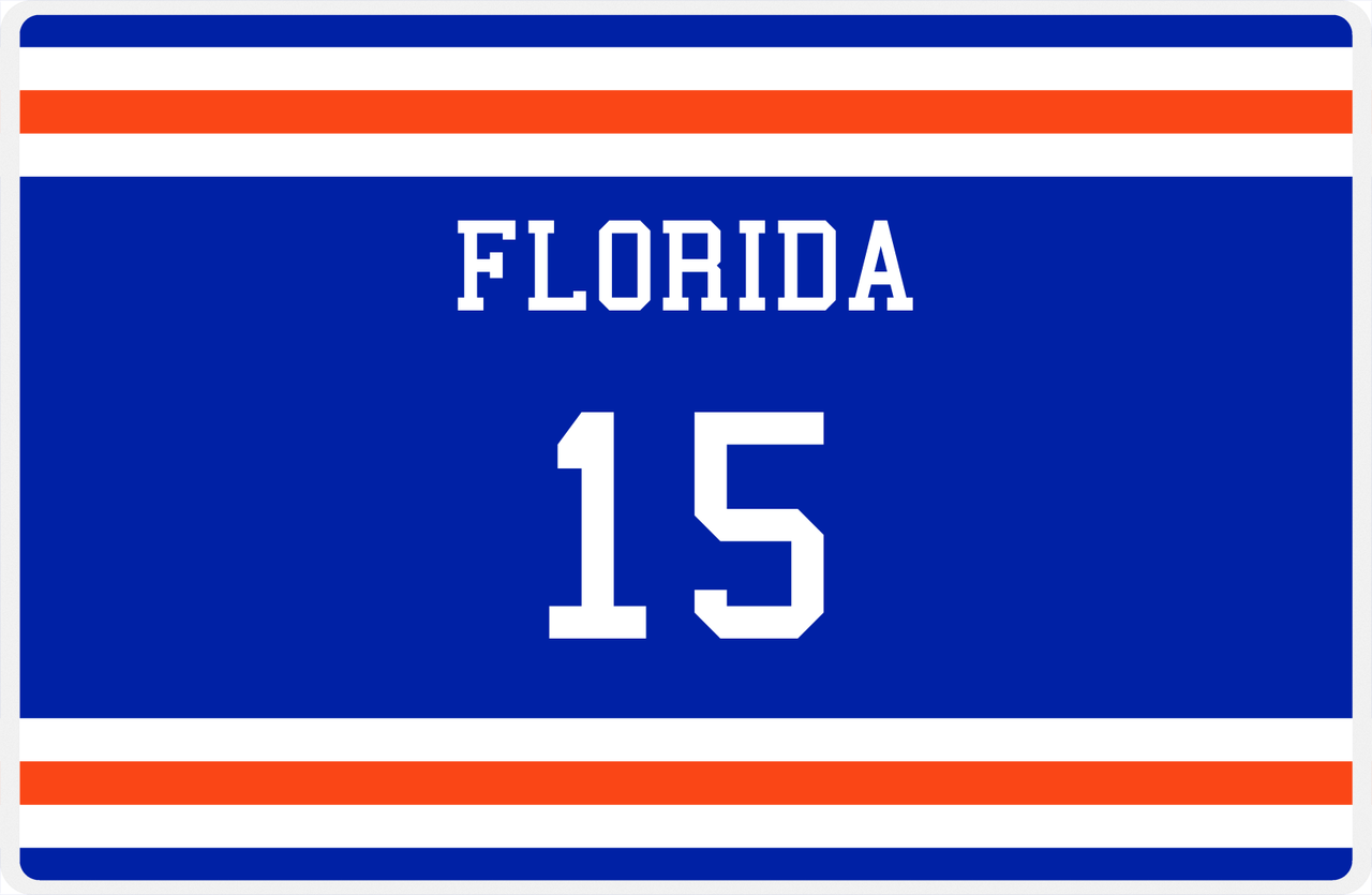 Personalized Jersey Number Placemat - Florida - Single Stripe -  View
