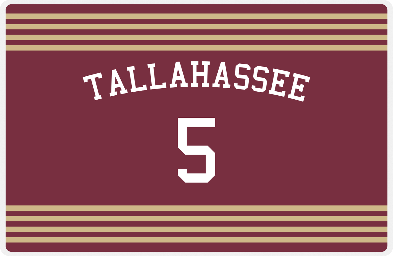 Personalized Jersey Number Placemat - Arched Name - Tallahassee - Triple Stripe -  View