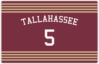 Thumbnail for Personalized Jersey Number Placemat - Arched Name - Tallahassee - Triple Stripe -  View