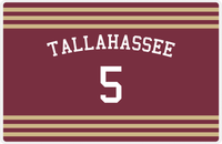 Thumbnail for Personalized Jersey Number Placemat - Arched Name - Tallahassee - Double Stripe -  View