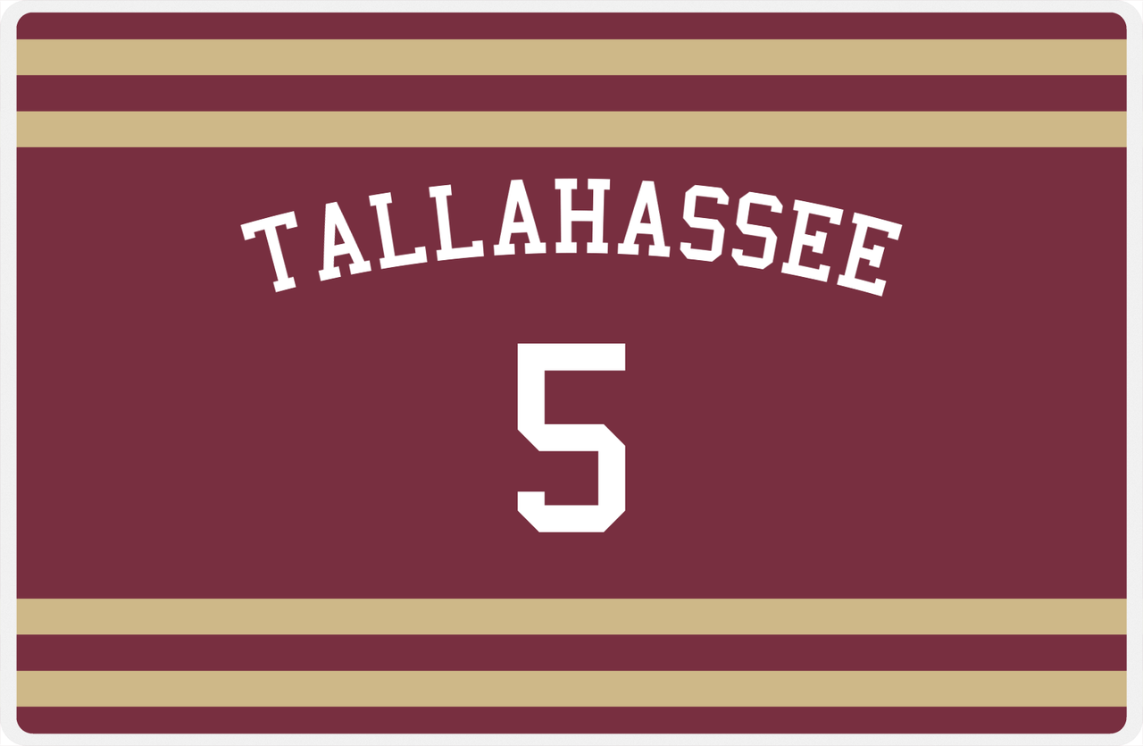 Personalized Jersey Number Placemat - Arched Name - Tallahassee - Single Stripe -  View
