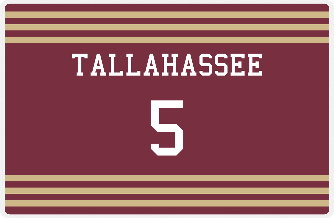 Personalized Jersey Number Placemat - Tallahassee - Double Stripe -  View
