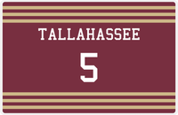 Thumbnail for Personalized Jersey Number Placemat - Tallahassee - Double Stripe -  View