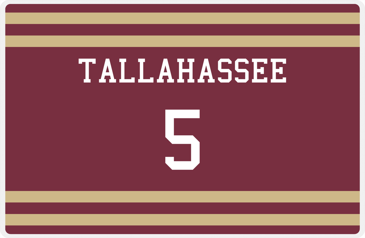 Personalized Jersey Number Placemat - Tallahassee - Single Stripe -  View