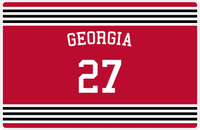 Thumbnail for Personalized Jersey Number Placemat - Arched Name - Georgia - Triple Stripe -  View