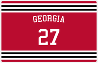 Thumbnail for Personalized Jersey Number Placemat - Arched Name - Georgia - Double Stripe -  View