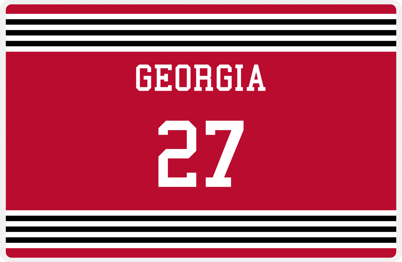Personalized Jersey Number Placemat - Georgia - Triple Stripe -  View