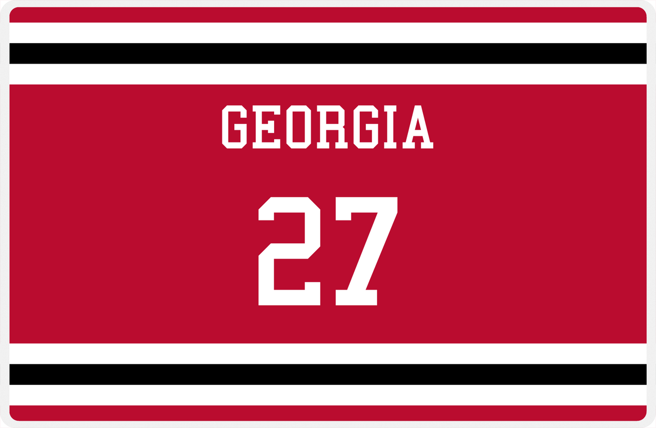 Personalized Jersey Number Placemat - Georgia - Single Stripe -  View
