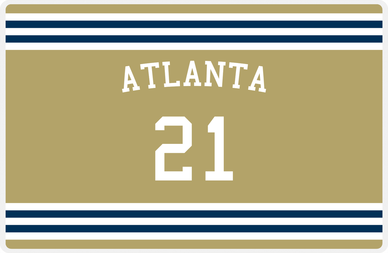 Personalized Jersey Number Placemat - Arched Name - Atlanta - Double Stripe -  View