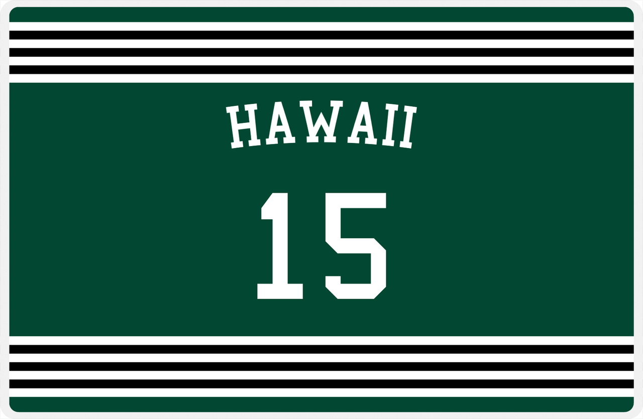 Personalized Jersey Number Placemat - Arched Name - Hawaii - Triple Stripe -  View
