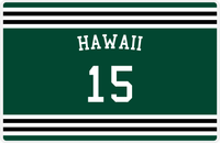 Thumbnail for Personalized Jersey Number Placemat - Arched Name - Hawaii - Double Stripe -  View